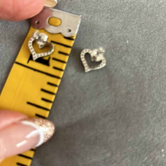 New heart Diamond CZ stud earrings sterling silver - Picture 6 of 7